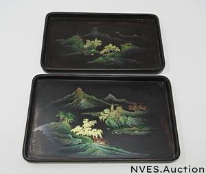 lot 214 image: Entertainmentdecor bundle Set of Steak Knives Wine cork puller NIB Phone decor 2 asian trays