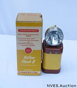 lot 248 image: Glass clock (NIB) and vintage flashlight (nib)