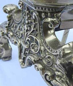 lot 259 image: Brass Fireplace tools and endirons