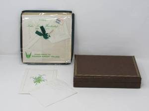 lot 302 image: jewelry box (NIB) 2 handkerchiefs