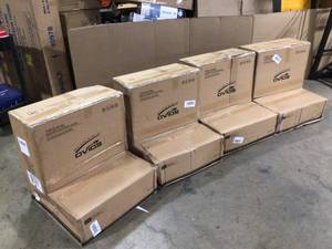 4 Boxes of Magic Dark Brown Suede Fabric Swivel Office Task Chair with Arms and Lumbar Support  Customer Returns See Pictures