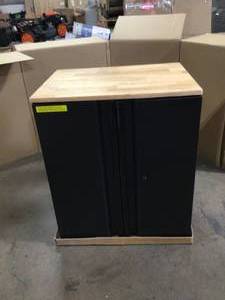 Husky Heavy Duty Welded 20-Gauge Steel 2-Door Garage Base Cabinet in Black (28 in. W x 32 in. H x 21.5 in. D) Customer Returns See Pictures