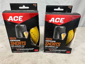 lot 22 image: 2 New Ace Youth Compression Shorts with Sports Cup