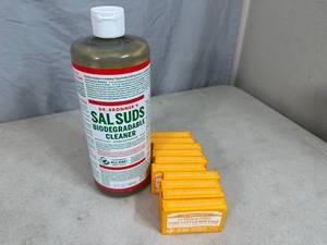 lot 109 image: New 32 oz Bottle of Dr Bronners Soap and Bar Soaps