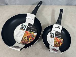 lot 128 image: 2 New Non-Stick Aluminum Frying Pans