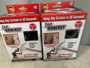 lot 161 image: 2 New Sets of Easy Install Curtain Rod Brackets