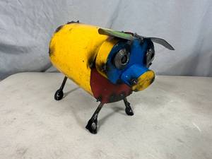 lot 168 image: New Recycled Metal Pig with Curly Q Tail