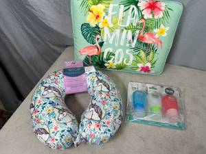 lot 268 image: New Travel Pillows and Silicone Travel Bottles