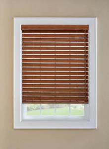 lot 143 image: 69 Wide x 69 Long 2 12 Inch Real Wood Blinds by Levolor