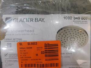 lot 192 image: Glacier Bay 1-Spray 8 in. Single Wall Mount Fixed Shower Head in Brushed Nickel