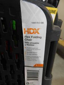 lot 48 image: Set of 4 - HDX Plastic Seat Folding Chair in Black