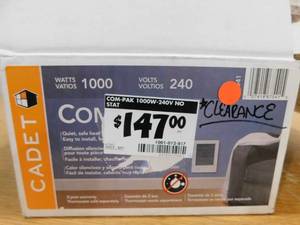 lot 63 image: Cadet 240-volt 1,000-watt Com-Pak In-wall Fan-forced Electric Heater in White