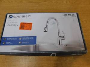 lot 69 image: Glacier Bay Clare Single Handle Pull Down Laundry Utility Faucet in Chrome