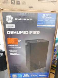 lot 80 image: GE 50 pt. Dehumidifier for Basement, Garage or Wet Rooms up to 4500 sq. ft. in Black, Three Fan Speeds, ENERGY STAR