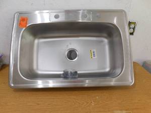 lot 167 image: Glacier Bay Drop-In Stainless Steel 33 in. 4-Hole Single Bowl Kitchen Sink