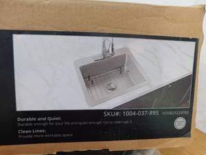 lot 175 image: New - Elkay Avenue 25 in. Drop inUndermount Single Bowl 18 Gauge Stainless Steel Kitchen Sink with Bottom Grids