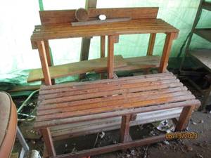 lot 52 image: Large 2 tier wooden plant stand and...