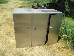 lot 76 image: stainless steel cabinet 3 doors wit...