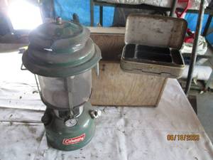 lot 22 image: Coleman latern in wooden box, small...