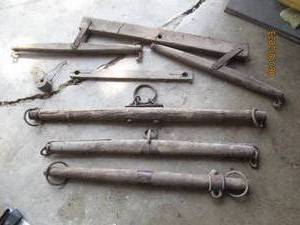 lot 32 image: 5 wooden yokes...