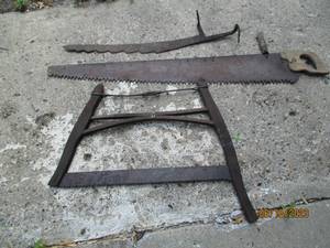 lot 34 image: Lot of antiques wood saws...