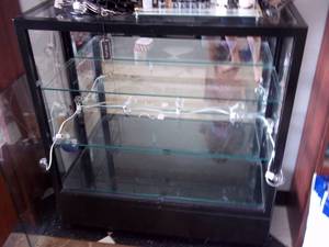 lot 41 image: Black Painted and glass display case