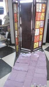 lot 52 image: Wood framed 3-panel folding room divider