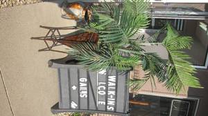 lot 92 image: Ornately designed plant stand and Sign