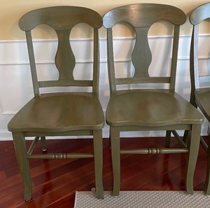 lot 20 image: Set of Six Charming Distressed Wooden Chairs