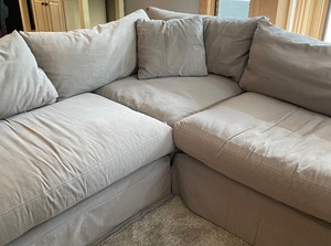 lot 14 image: Large Upholstered Arhaus Sectional Sofa