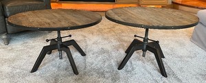 lot 13 image: Pair of Decorative Adjustable Height Pottery Barn Coffee Tables