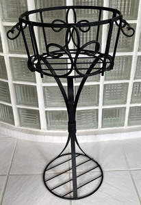 lot 58 image: Wine Chiller with Decorative Metal Stand and Metal Planter