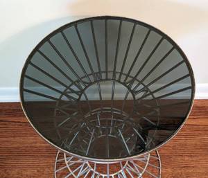 lot 22 image: Smoked Glass Topped Accent Table