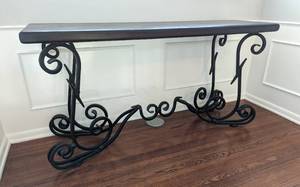lot 30 image: Pier One Wood and Iron Console Table