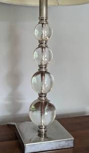 lot 18 image: Pair of Clear Glass Stacked Sphere Table Lamps