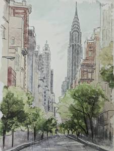 lot 75 image: Framed New York Stroll Watercolor Print