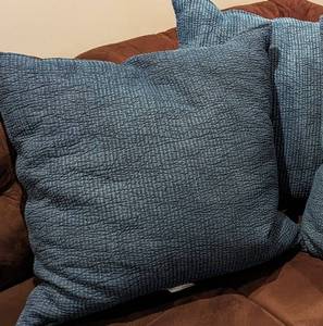 lot 71 image: Three Threshold Blue Accent Pillows