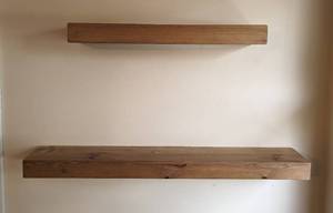 lot 82 image: Pair of Floating Wood Wall Shelves