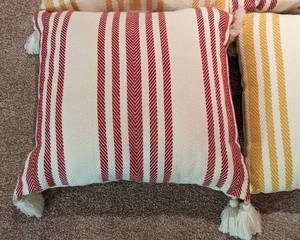 lot 97 image: Threshold Red and Yellow Striped Accent Pillows