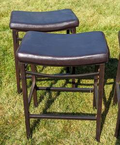 lot 99 image: Set of Four Brown Counter Height Stools