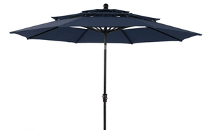 lot 204 image: PHI VILLA 10ft Patio Umbrella Outdoor 3 Tier Vented Market Table Umbrella with 1.5 Aluminum Pole and 8 Sturdy Ribs, (Dark Blue) (OPEN BOX)