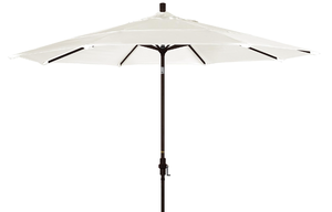 lot 206 image: California Umbrella 11 Round Aluminum Market Umbrella, Crank Lift, Collar Tilt, Bronze Pole, Pacifica Canvas