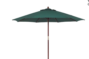 lot 207 image: Tropishade 11-foot Wood Market Umbrella in Dark Green