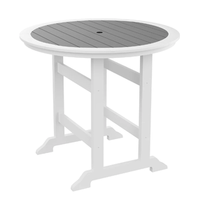 lot 208 image: Outdoor Patio Recycled Plastic Round Dining Table Bar Table (OPEN BOX)