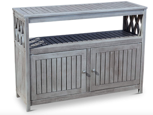 lot 210 image: DTY Outdoor Living Longs Peak Eucalyptus Sideboard, Silver Gray (OPEN BOX)