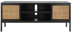 lot 211 image: Zadie 1 Shelf Rattan Media Stand in Black (OPEN BOX)