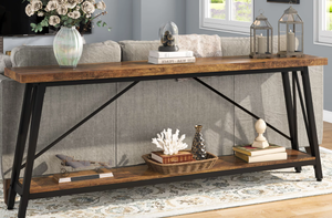 lot 218 image: Tribesigns 70.9 inch Extra Long Sofa Table Behind Couch, Industrial Entry Console Table for Hallway, Entryway, Brown (OPEN BOX)