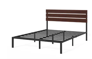 lot 220 image: Figari 59.7 in. Coffee Bean Bamboo and Metal Queen Platform Bed Frame (OPEN BOX)