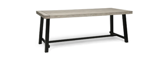 lot 228 image: Carlisle Outdoor Wooden Dining Table by Christopher Knight Home - 79.00 L x 36.00 W x 30.00 H - Light Grey with Black Finish (OPEN BOX)