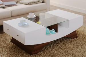 lot 235 image: TMS Charleston Rectangular Two-Tone Wood Coffee Table, Chestnut Brown and Off-White Finish (OPEN BOX)